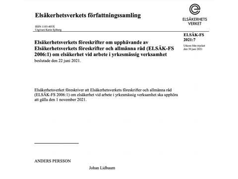 Den första november upphävs Elsäkerhetsverkets föreskrifter om elsäkerhet vid arbete. Är ni förberedda?