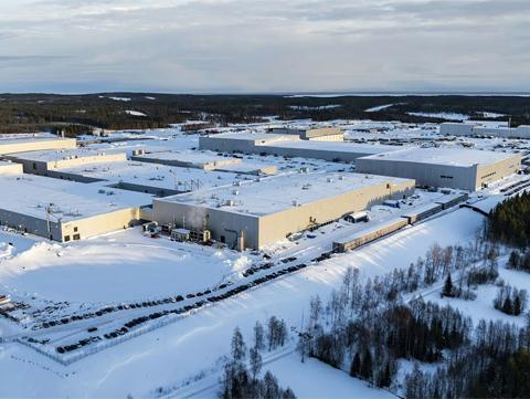 Bild över batterifabriken Northvolt Ett i Skellefteå tagen i januari 2024. (Northvolt)